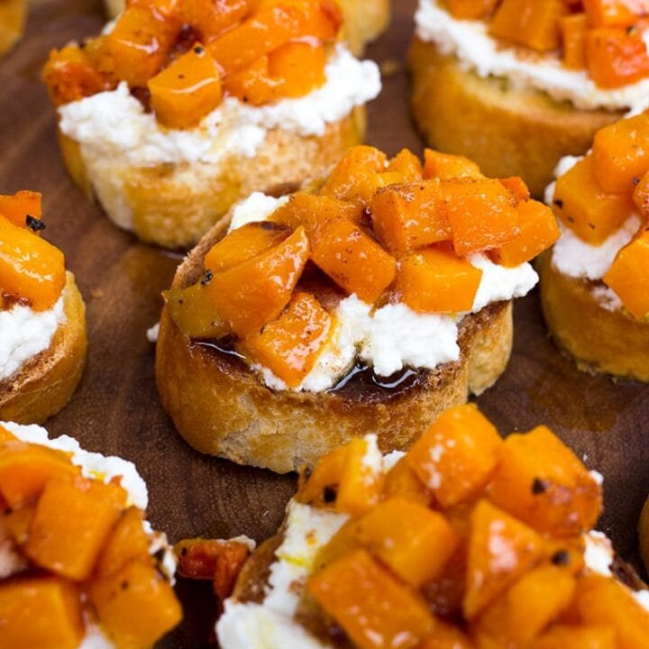 Roasted Butternut Squash and Ricotta Crostini