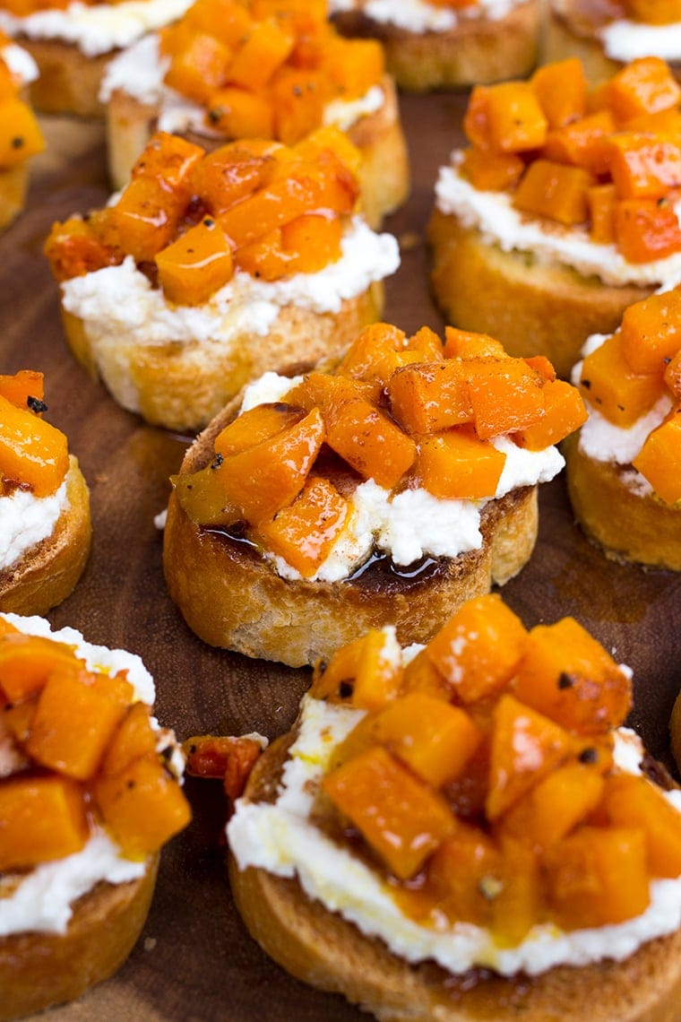 Roasted Butternut Squash and Ricotta Crostini