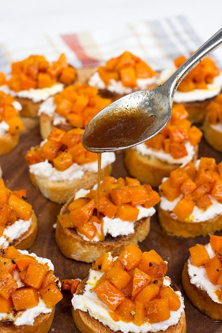 Roasted Butternut Squash and Ricotta Crostini