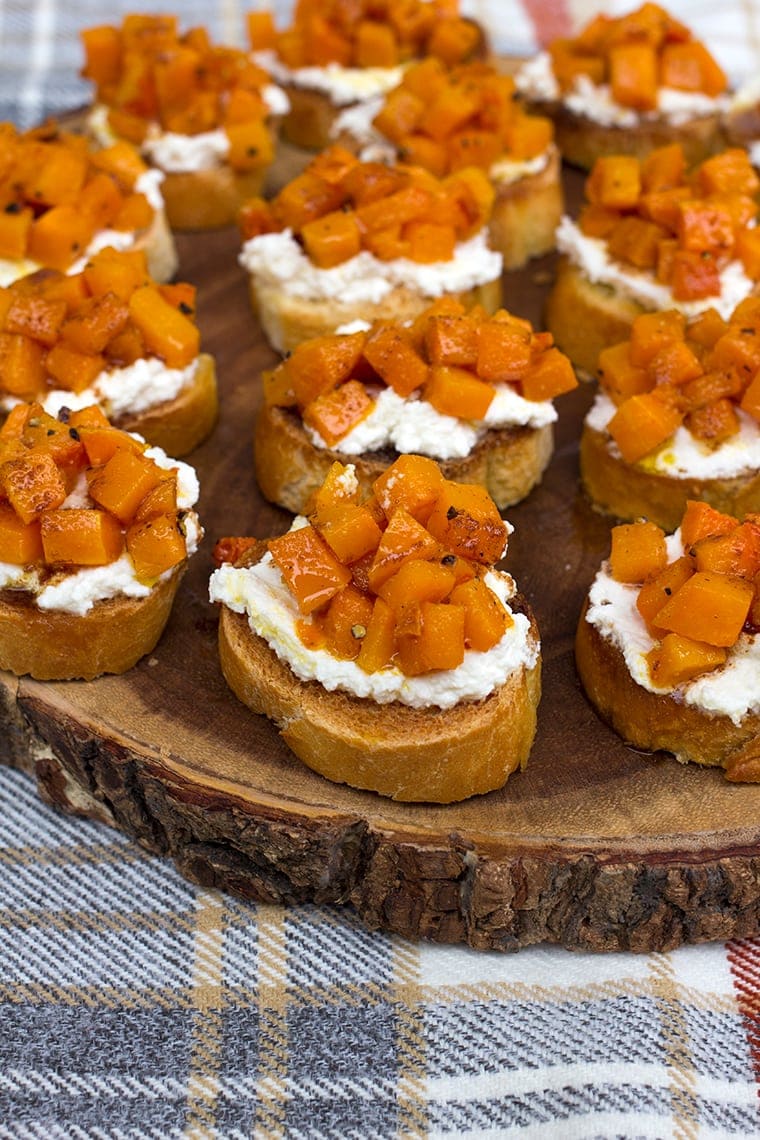 Roasted Butternut Squash and Ricotta Crostini