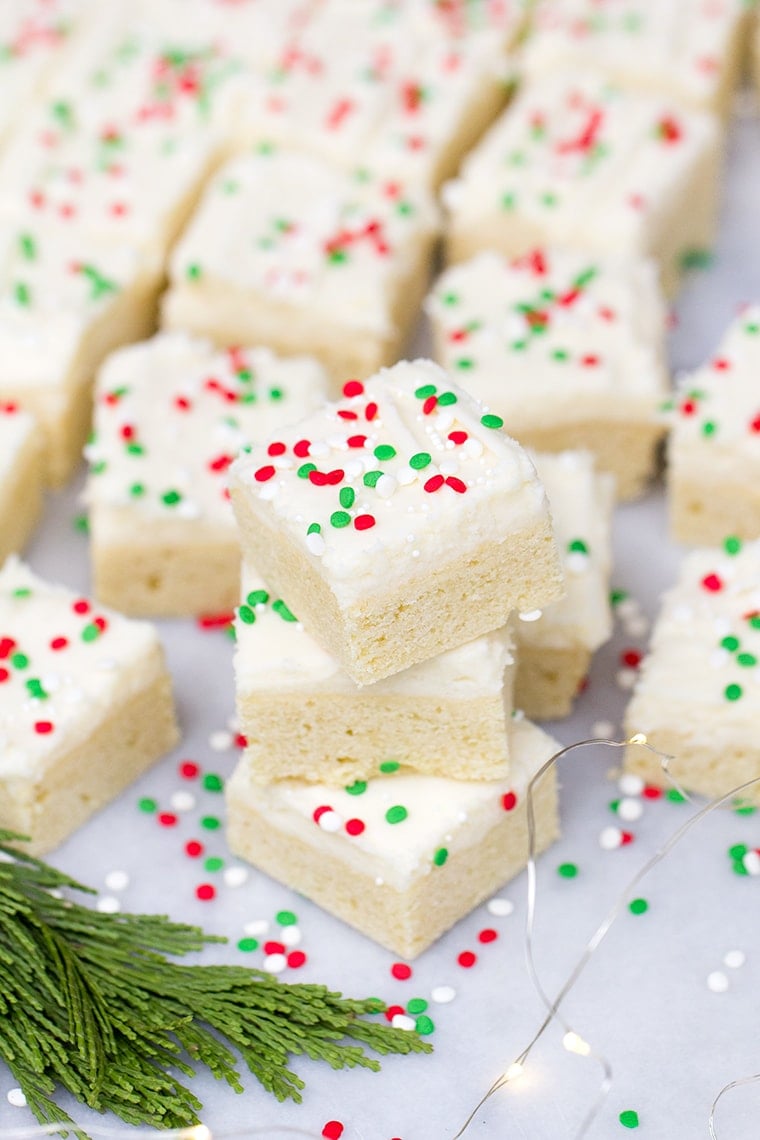 Christmas Sugar Cookie Bars with Cream Cheese Frosting