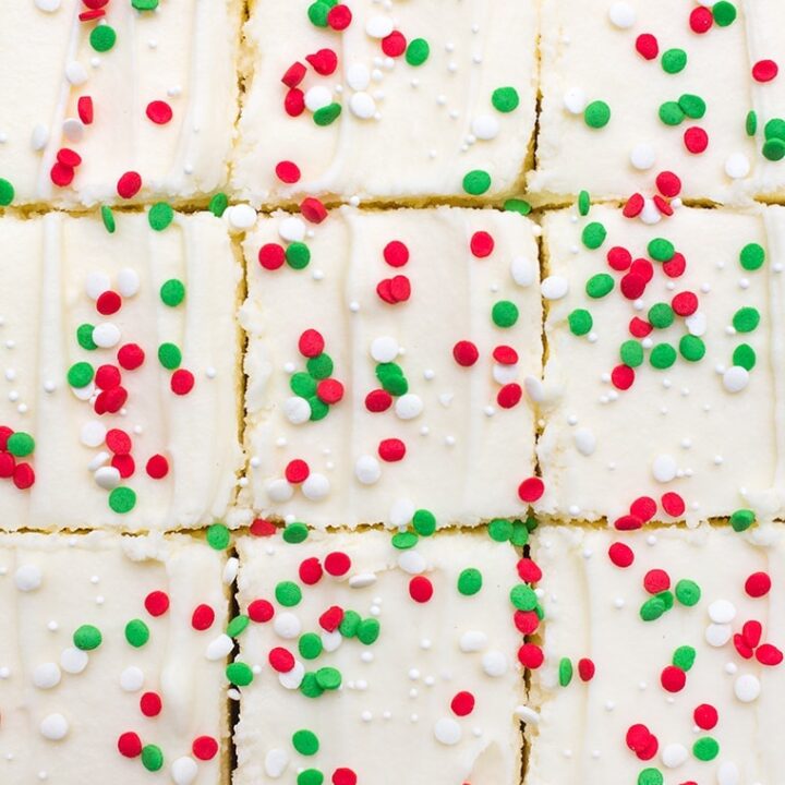 Christmas Sugar Cookie Bars with Cream Cheese Frosting