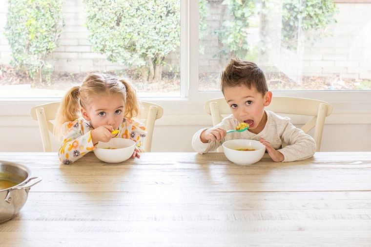 Homemade Chicken and Stars Soup is the perfect toddler meal for lunch or dinner. It's fast to make thanks to store bought rotisserie chicken and delicious to eat.  #kidfriendly #chickenandstars #soup #chickennoodle #chickensoup #rotisserie #dinner #toddlermeal #starsoup #starpasta #pasta 