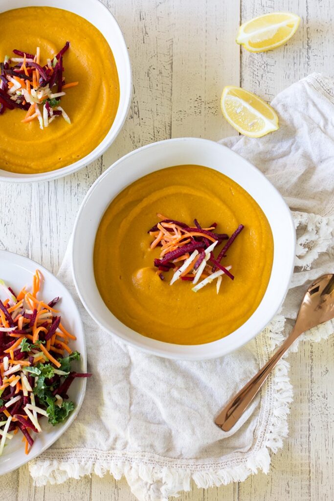 Red Lentil Ginger Carrot Soup is a healthy and satisfying way to slim down and still feel content. 