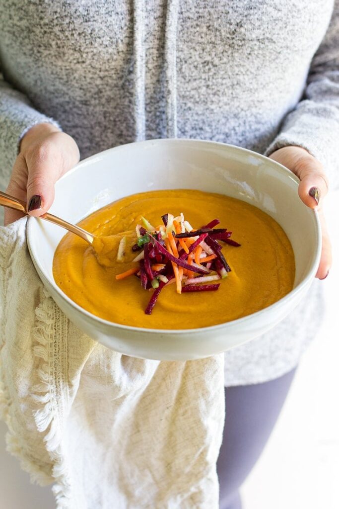 Red Lentil Ginger Carrot Soup is a healthy and satisfying way to slim down and still feel content. 