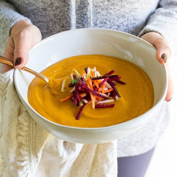 Red Lentil Ginger Carrot Soup is a healthy and satisfying way to slim down and still feel content.