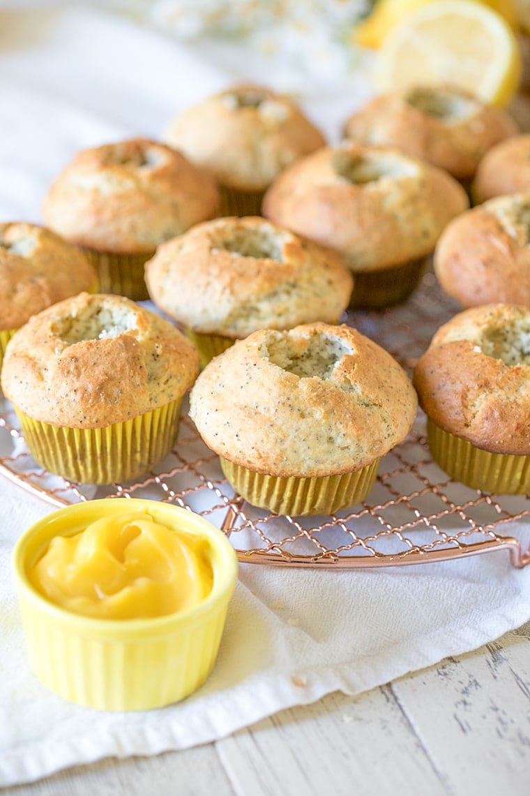 Lemon Poppy Seed Muffins with Lemon Curd Filling • Freutcake