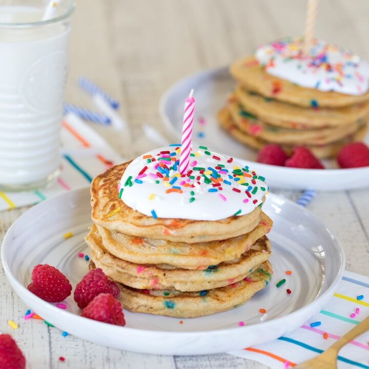 Multigrain Birthday Cake Pancakes