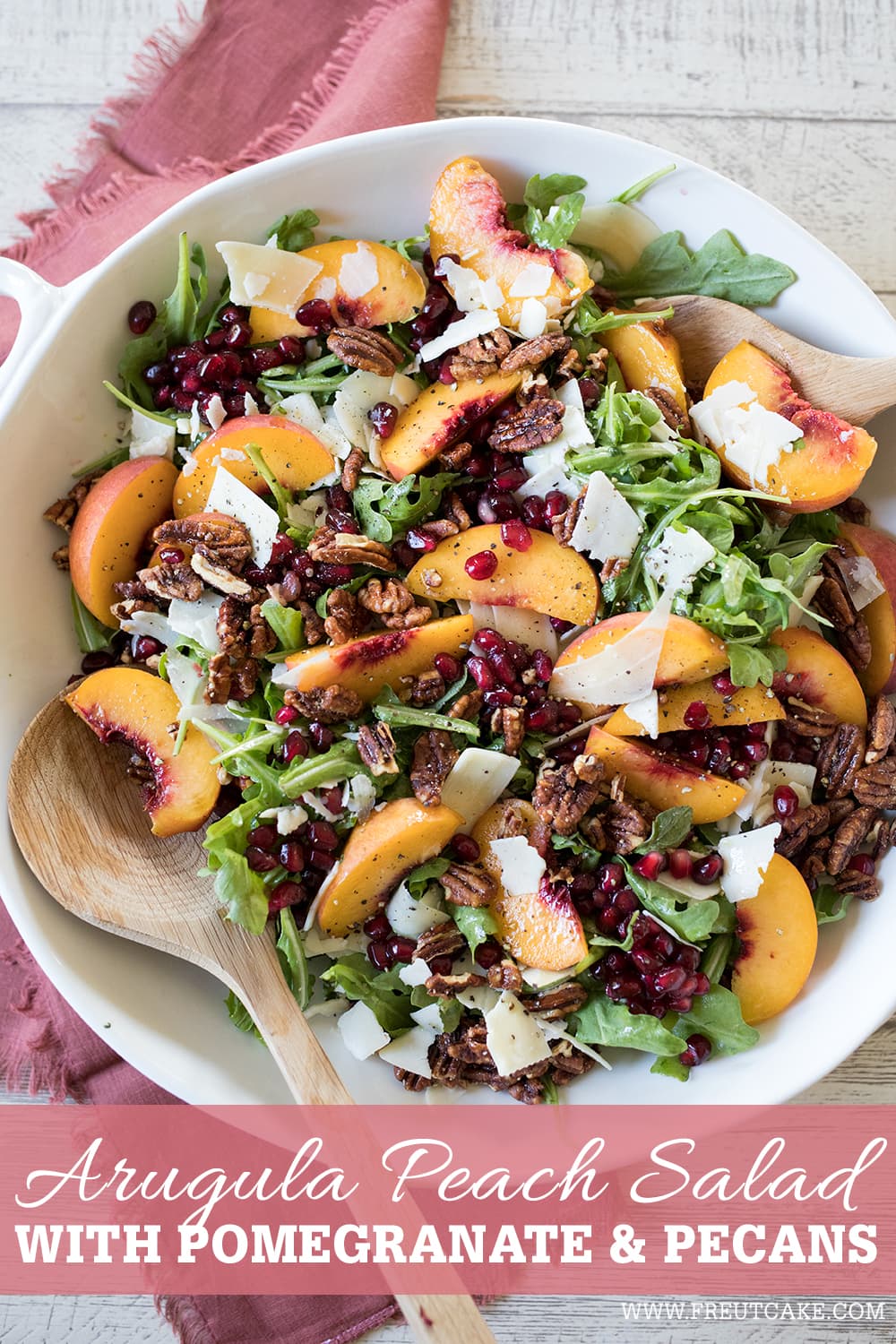 Arugula Peach Salad with Pomegranate and Pecans