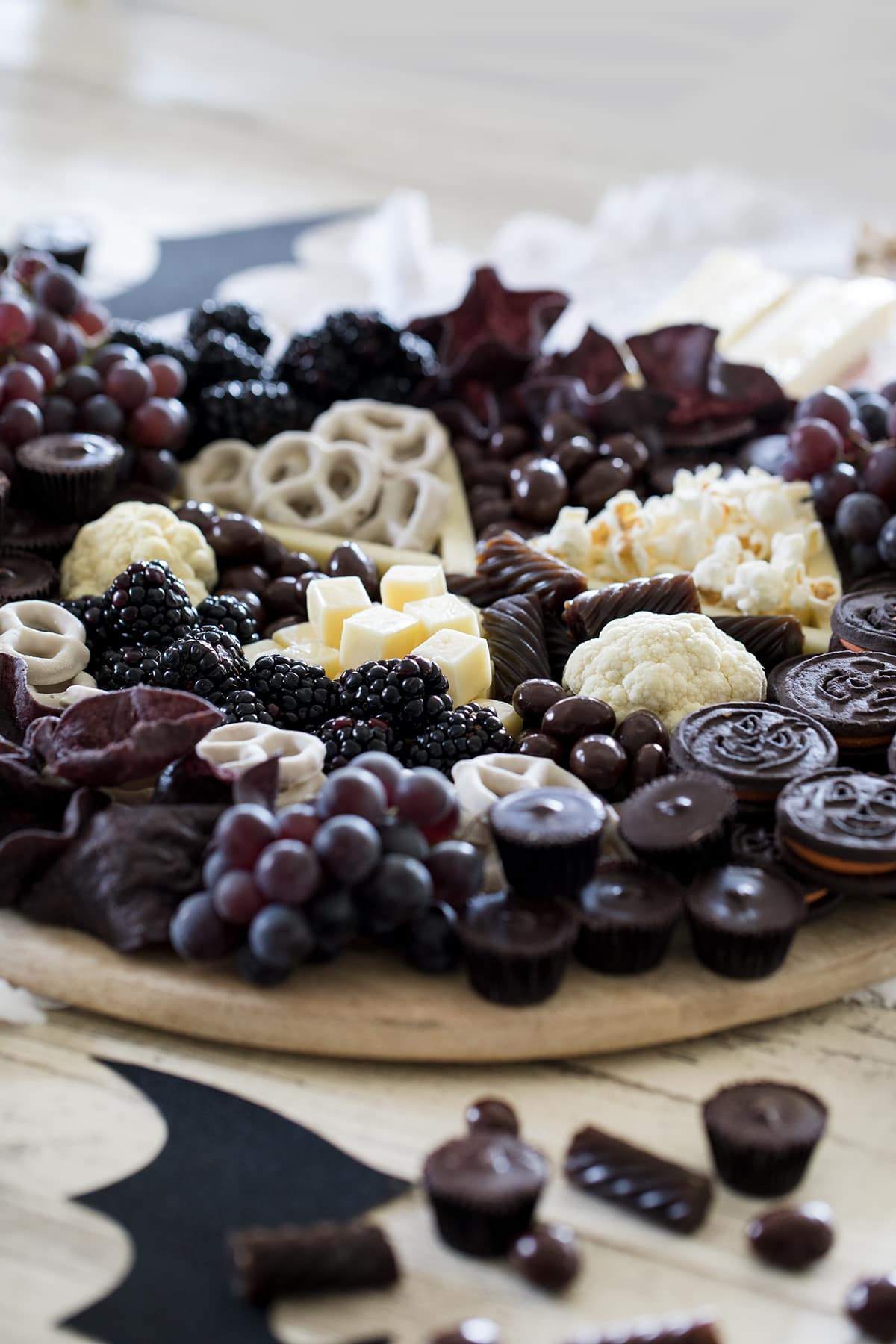 Black and white Pumpkin jack o Lantern Snack Board