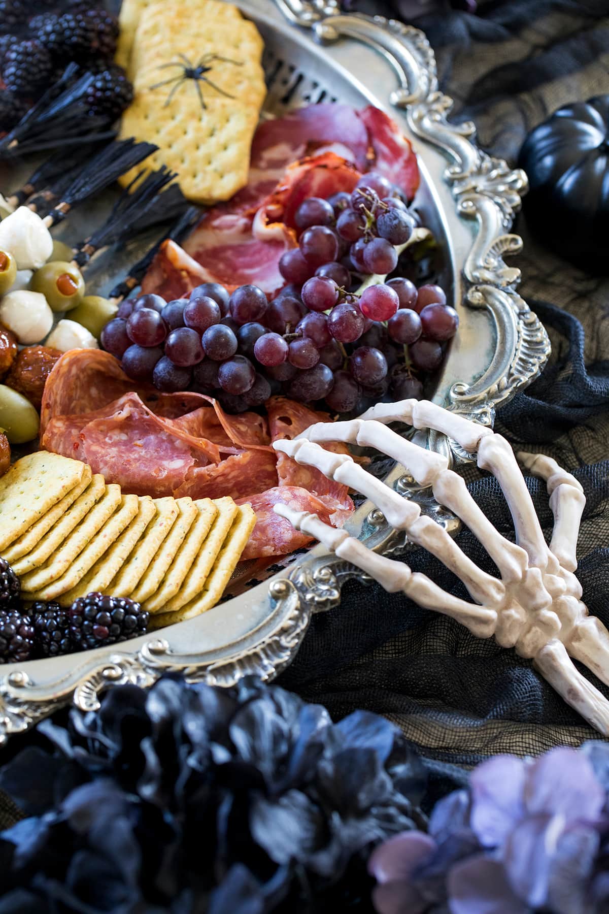 Halloween Charcuterie Board and Meatball Skewers