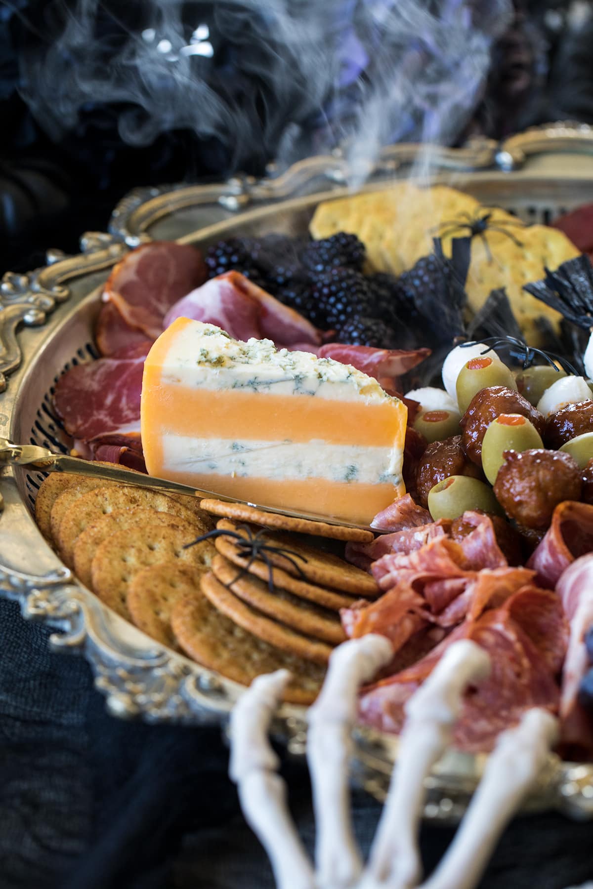 Halloween Charcuterie Board and Meatball Skewers