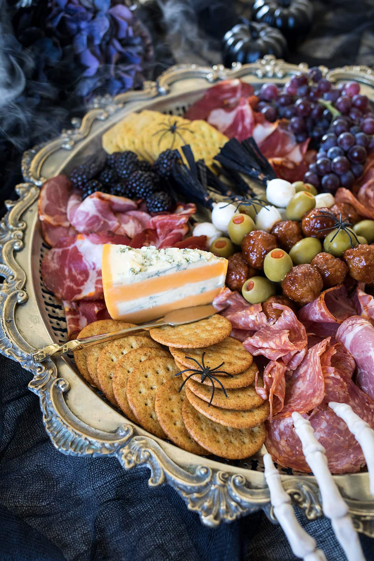 Halloween Charcuterie Board and Meatball Skewers