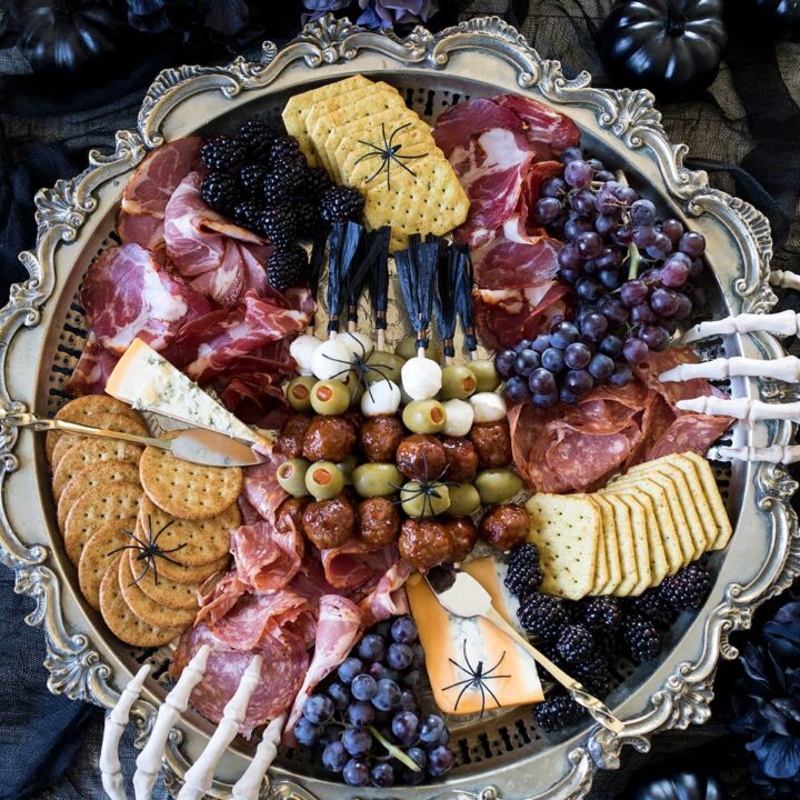 Halloween Charcuterie Board and Meatball Skewers