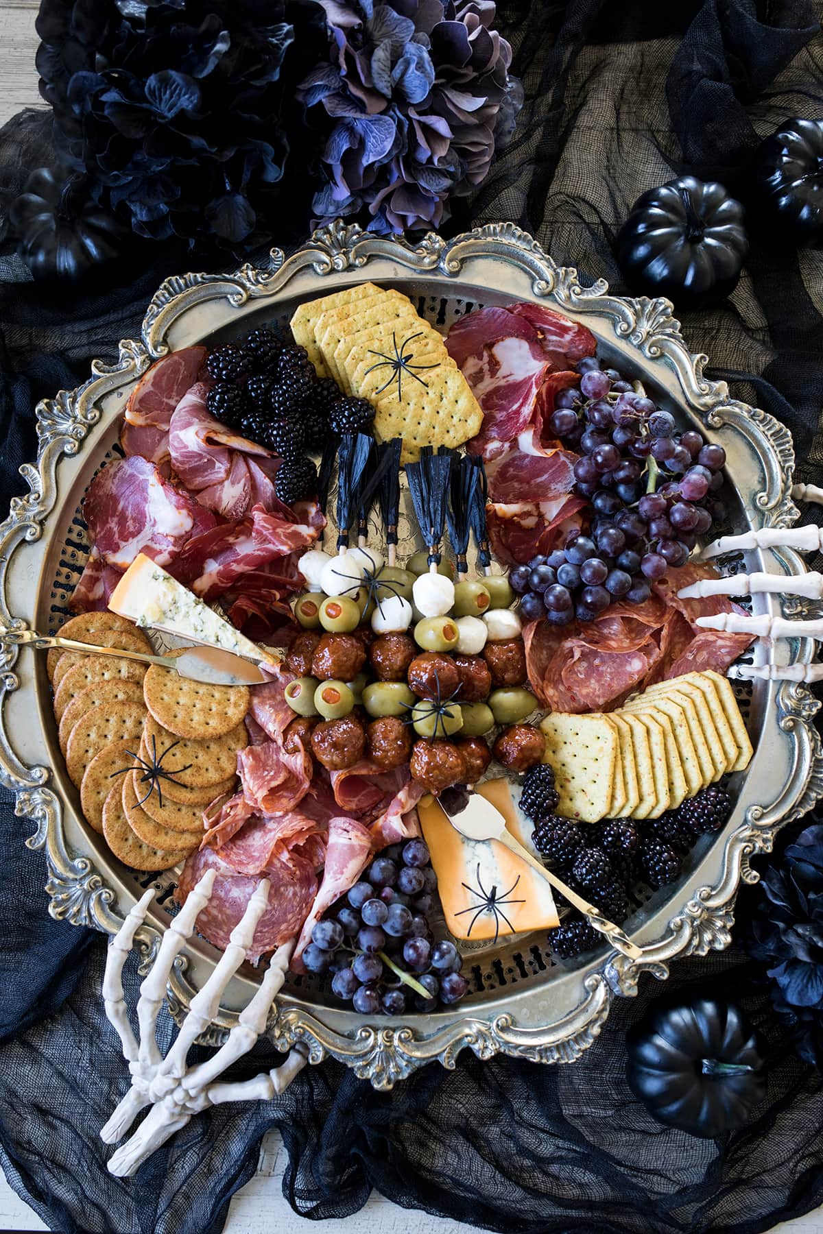 Halloween Charcuterie Board and Meatball Skewers