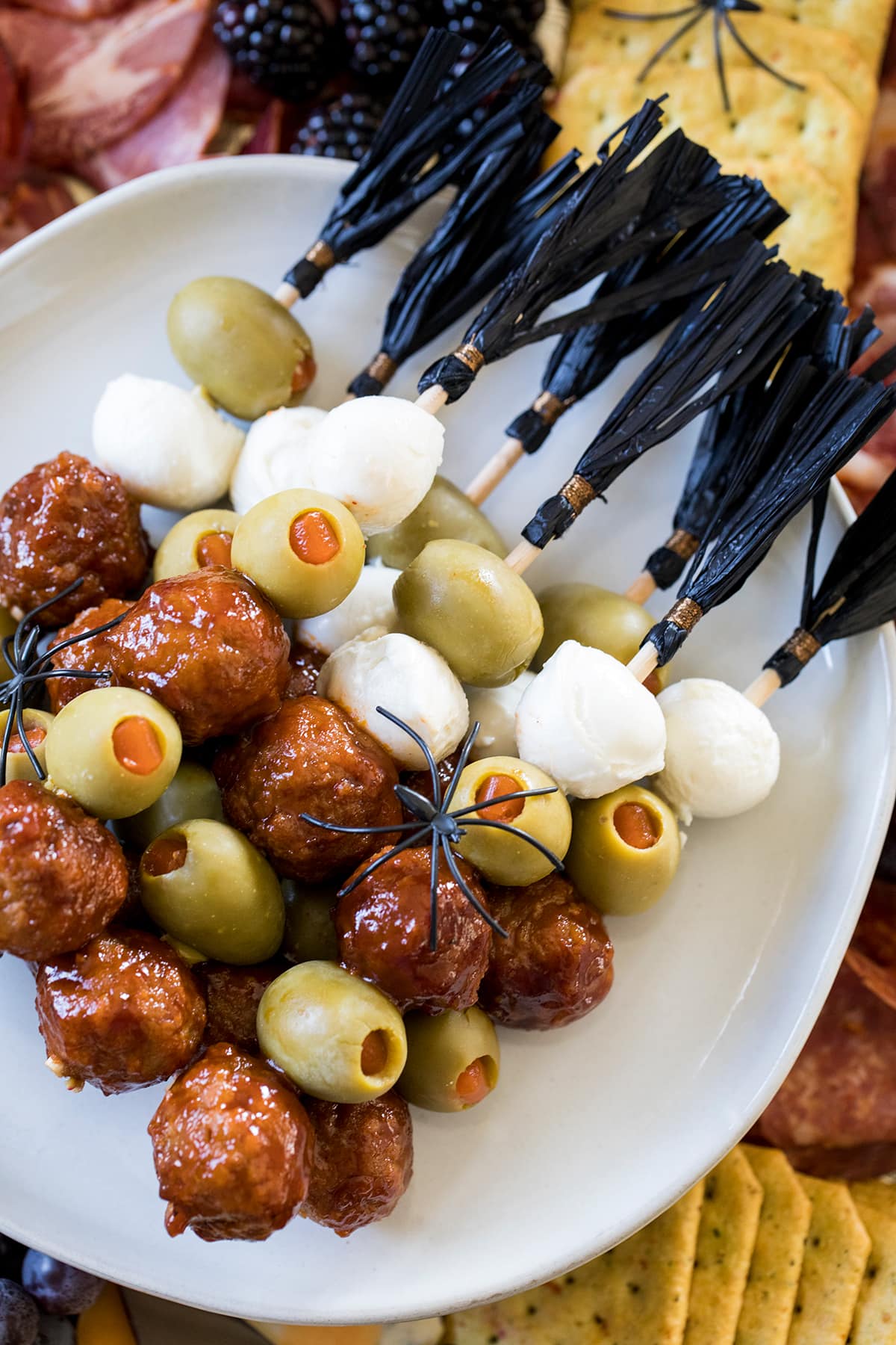 Halloween Charcuterie Board and Meatball Skewers