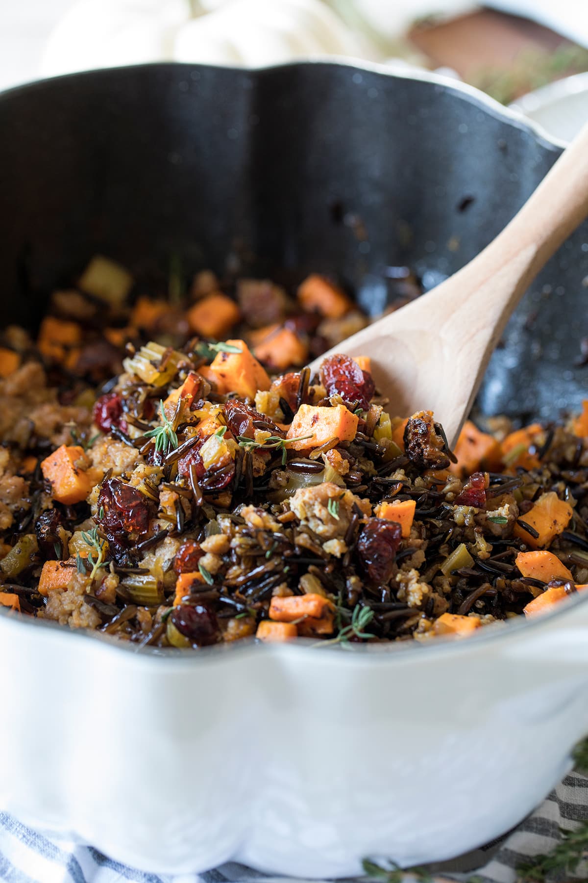 Wild Rice with Sausage Sweet Potato and Cranberries