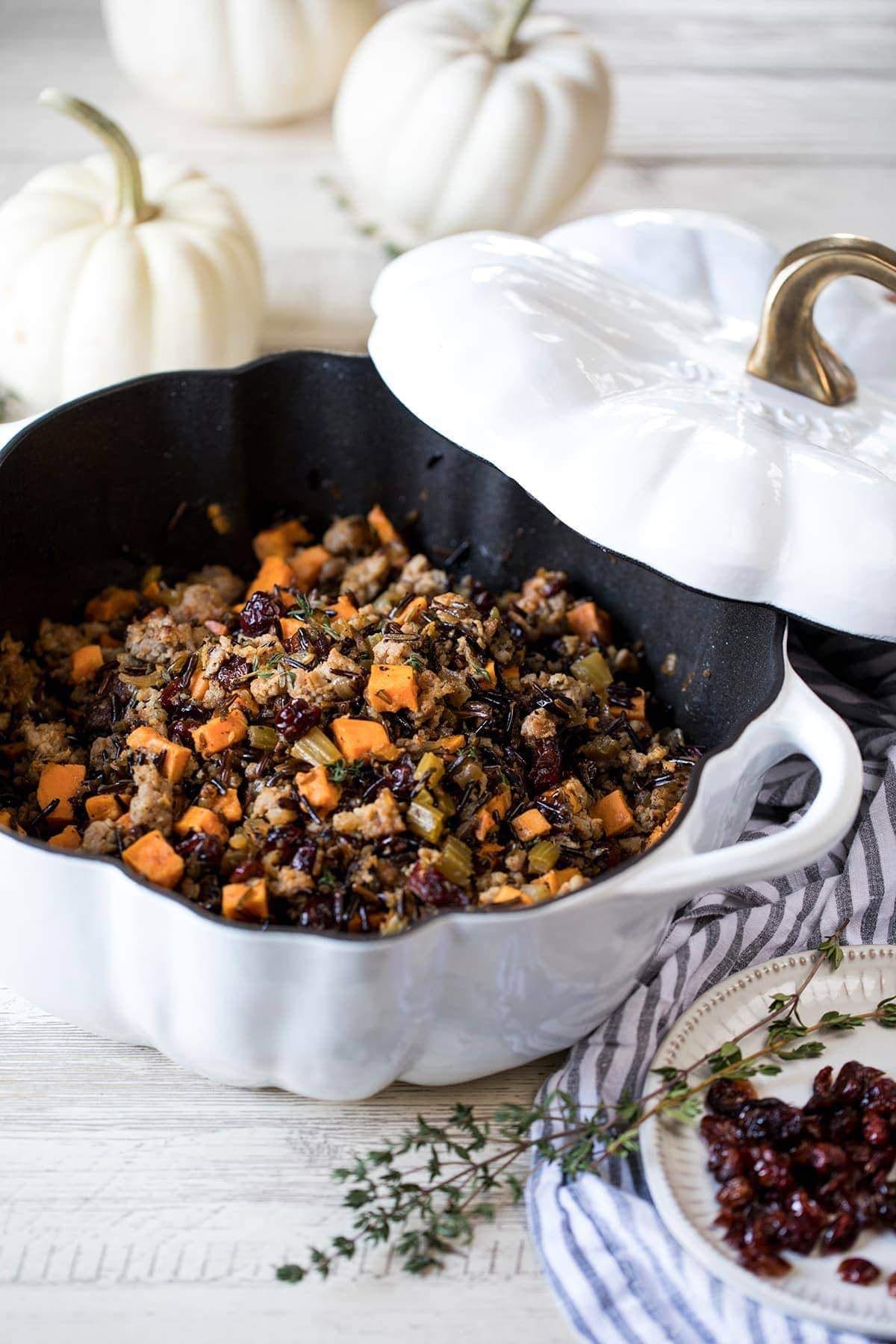 Wild Rice with Sausage Sweet Potato and Cranberries