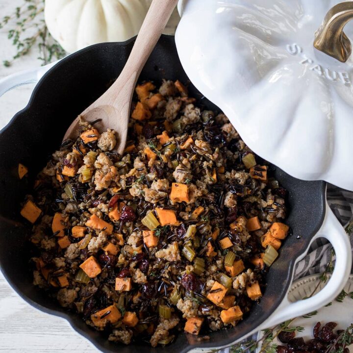 Wild Rice with Sausage Sweet Potato and Cranberries