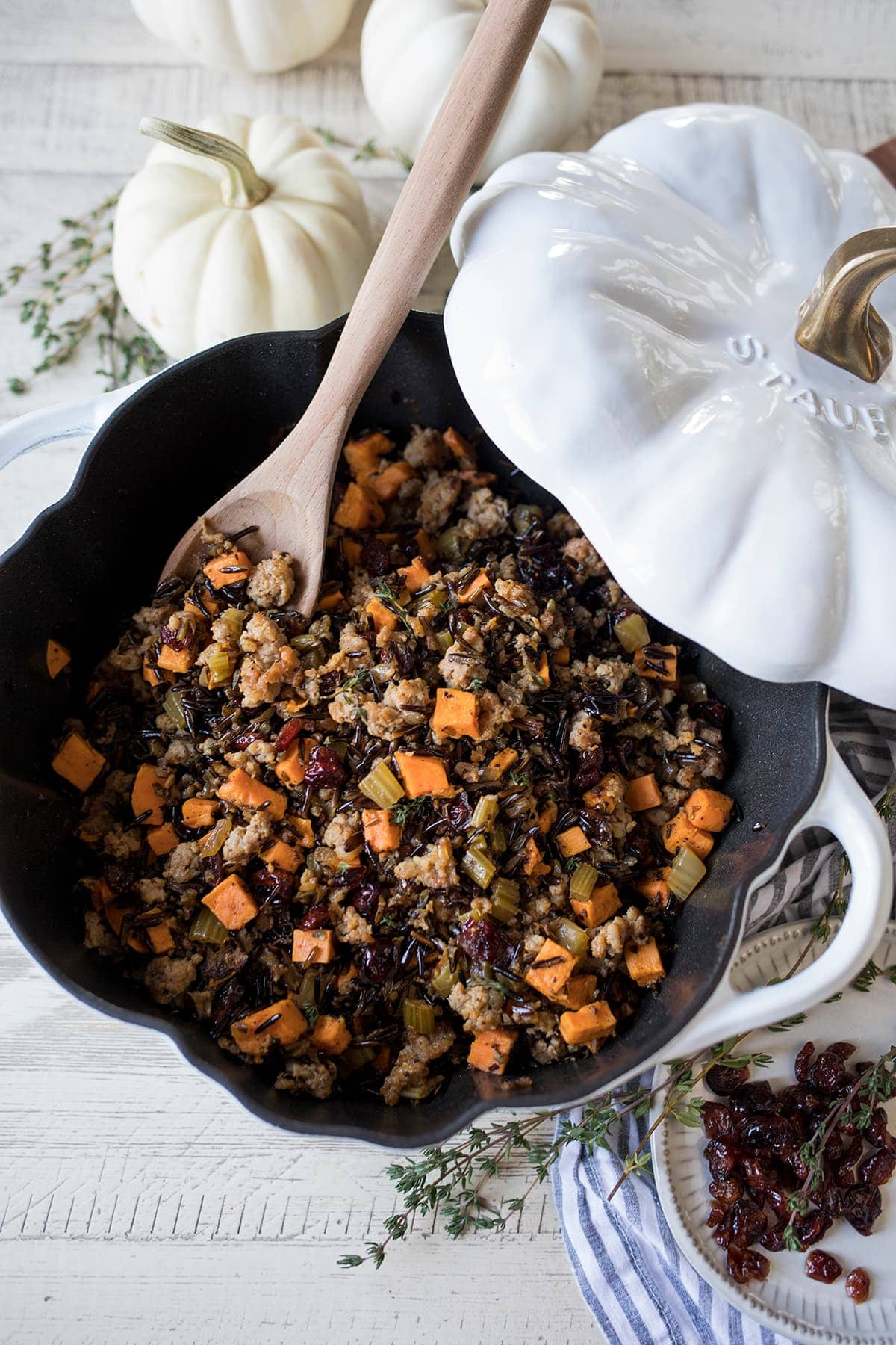 Wild Rice with Sausage Sweet Potato and Cranberries