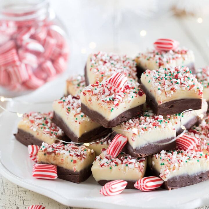 Easy Layered White Chocolate Peppermint Fudge