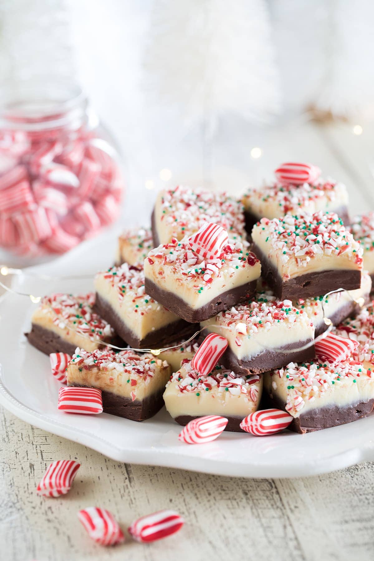 Easy Layered White Chocolate Peppermint Fudge