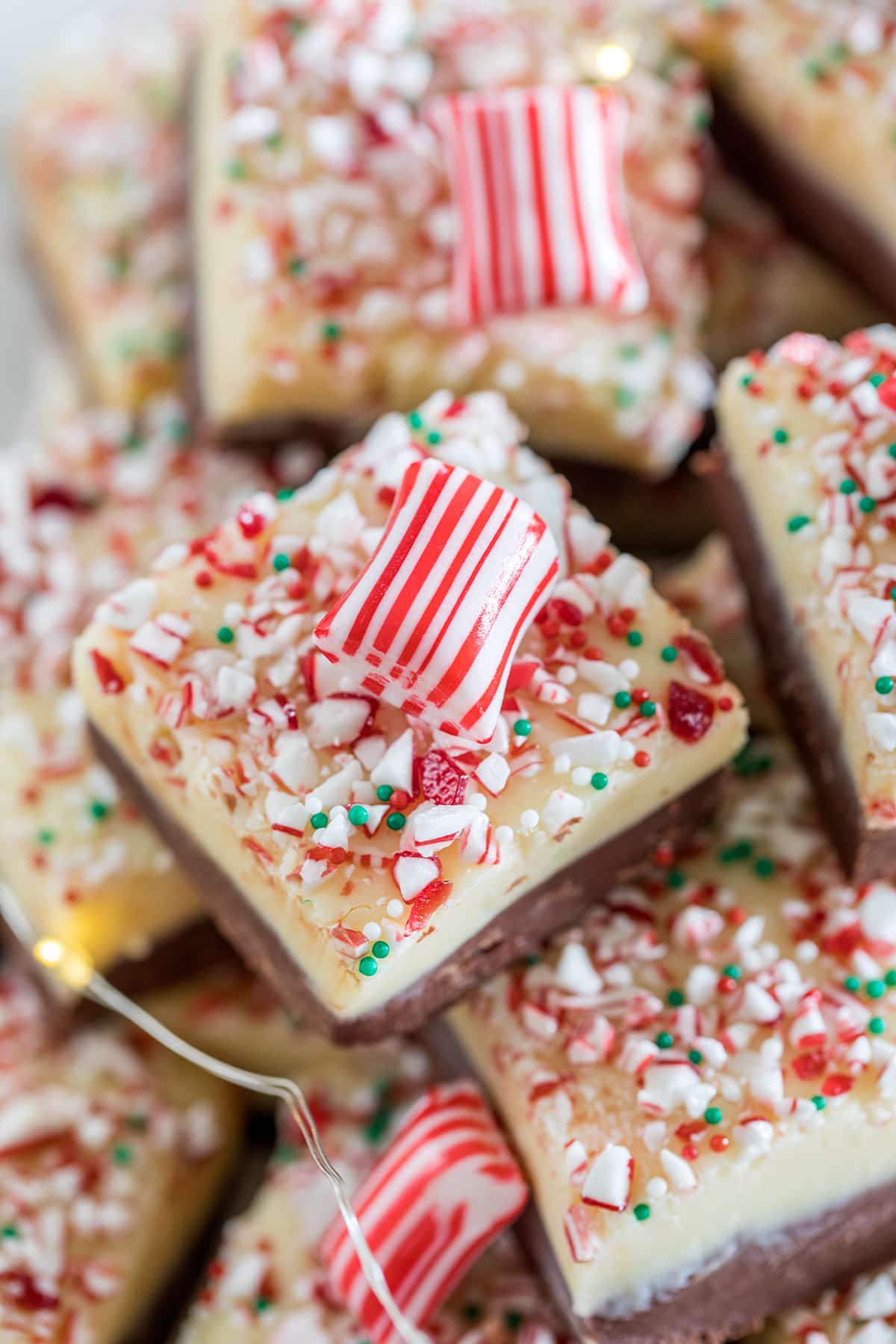 Easy Layered White Chocolate Peppermint Fudge