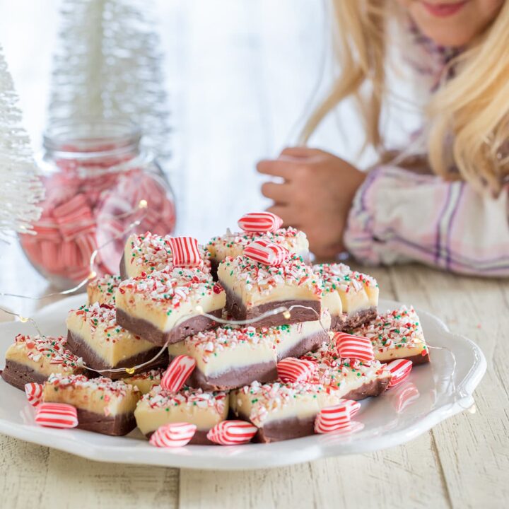 Easy Layered White Chocolate Peppermint Fudge