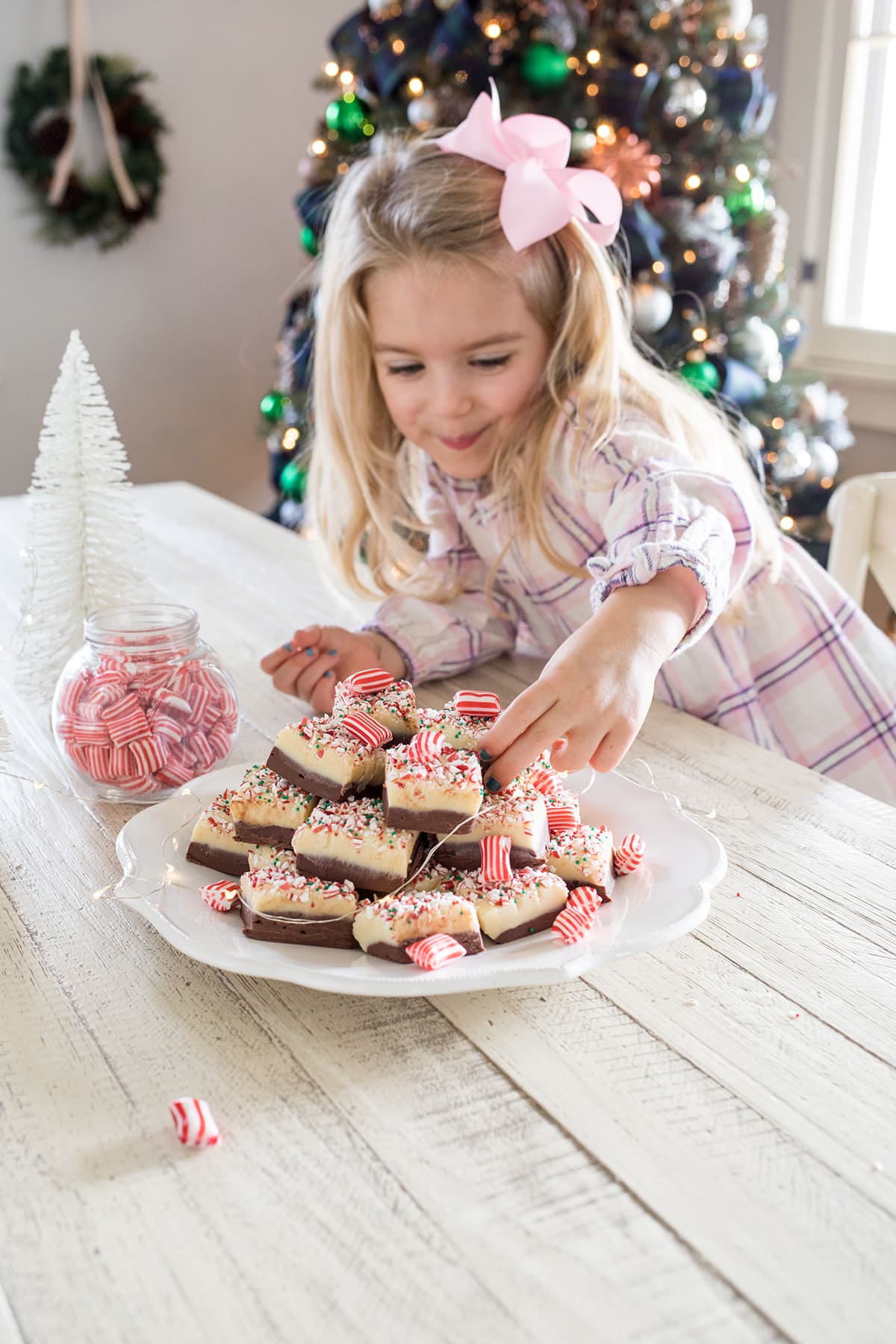 Easy Layered White Chocolate Peppermint Fudge