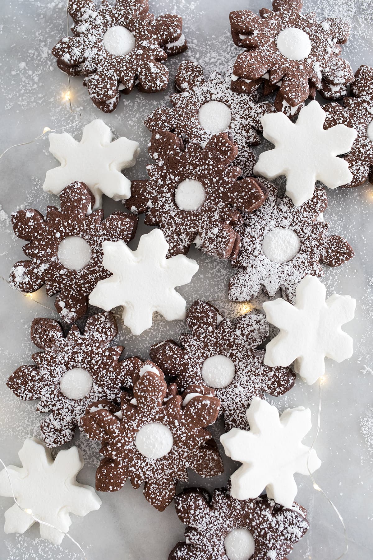 Hot Chocolate Marshmallow Linzer Cookies