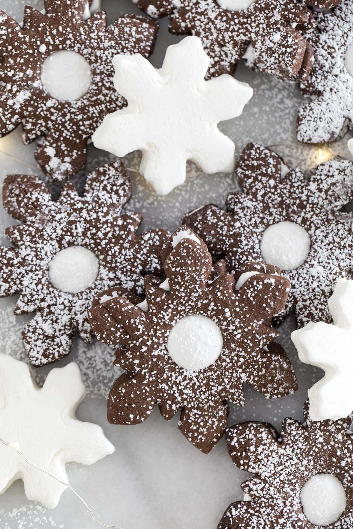 Hot Chocolate Marshmallow Linzer Cookies