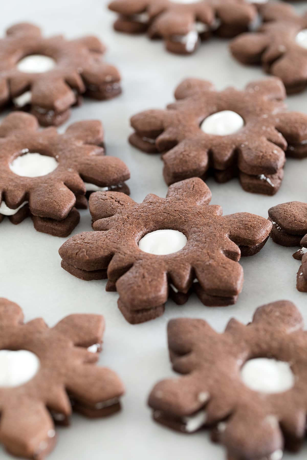 Hot Chocolate Marshmallow Linzer Cookies