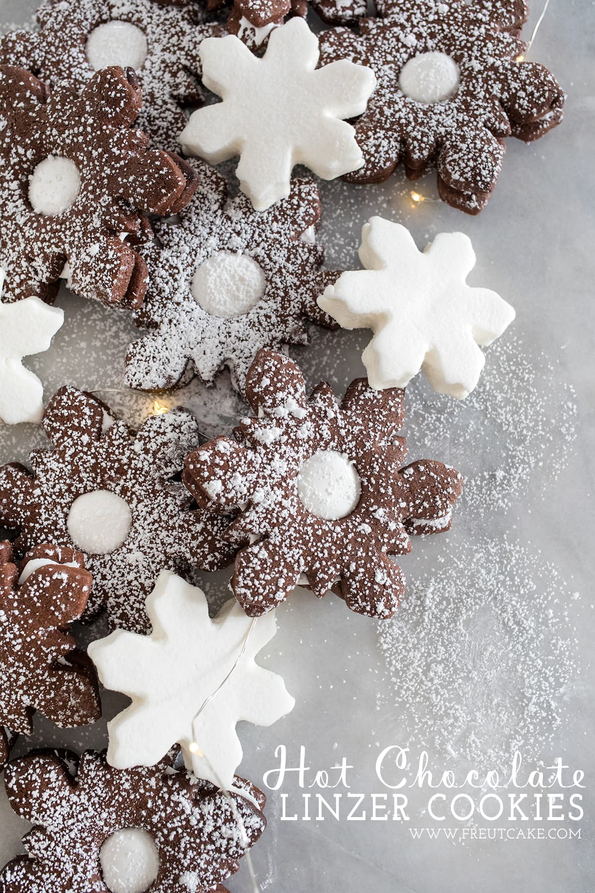 Hot Chocolate Marshmallow Linzer Cookies