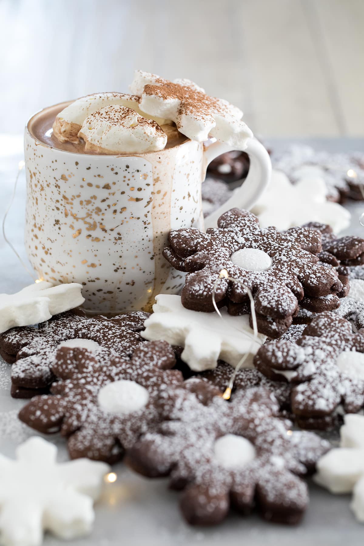 Hot Chocolate Marshmallow Linzer Cookies