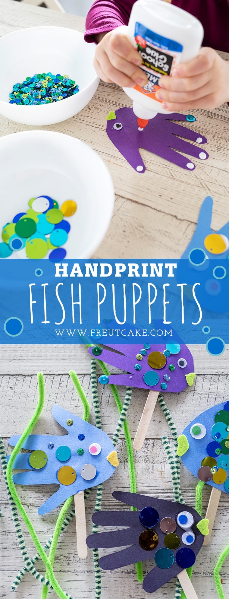Handprint Fish Puppets • Freutcake