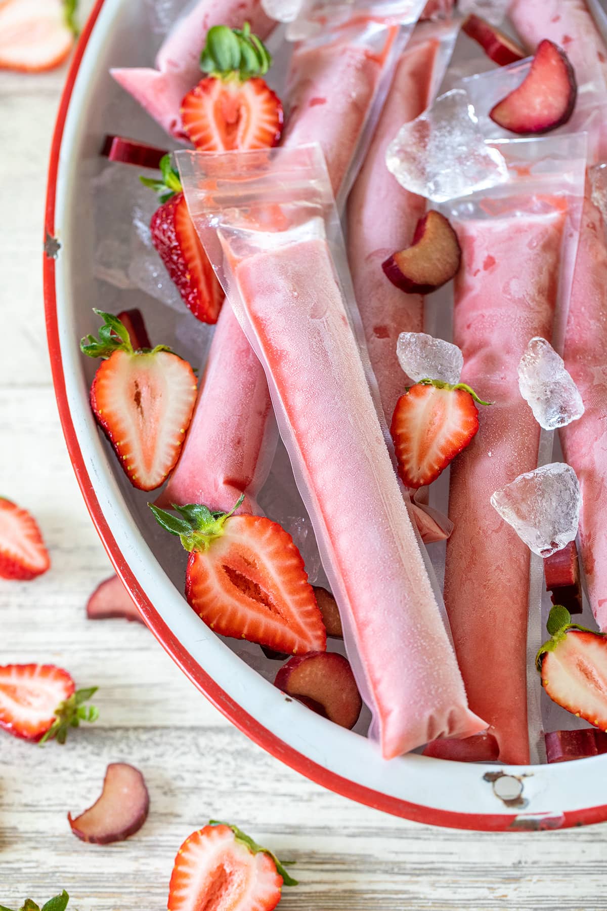 Strawberry Rhubarb Sorbet Pops