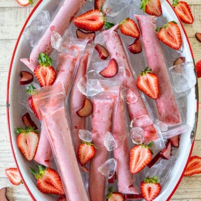 Strawberry Rhubarb Sorbet Pops