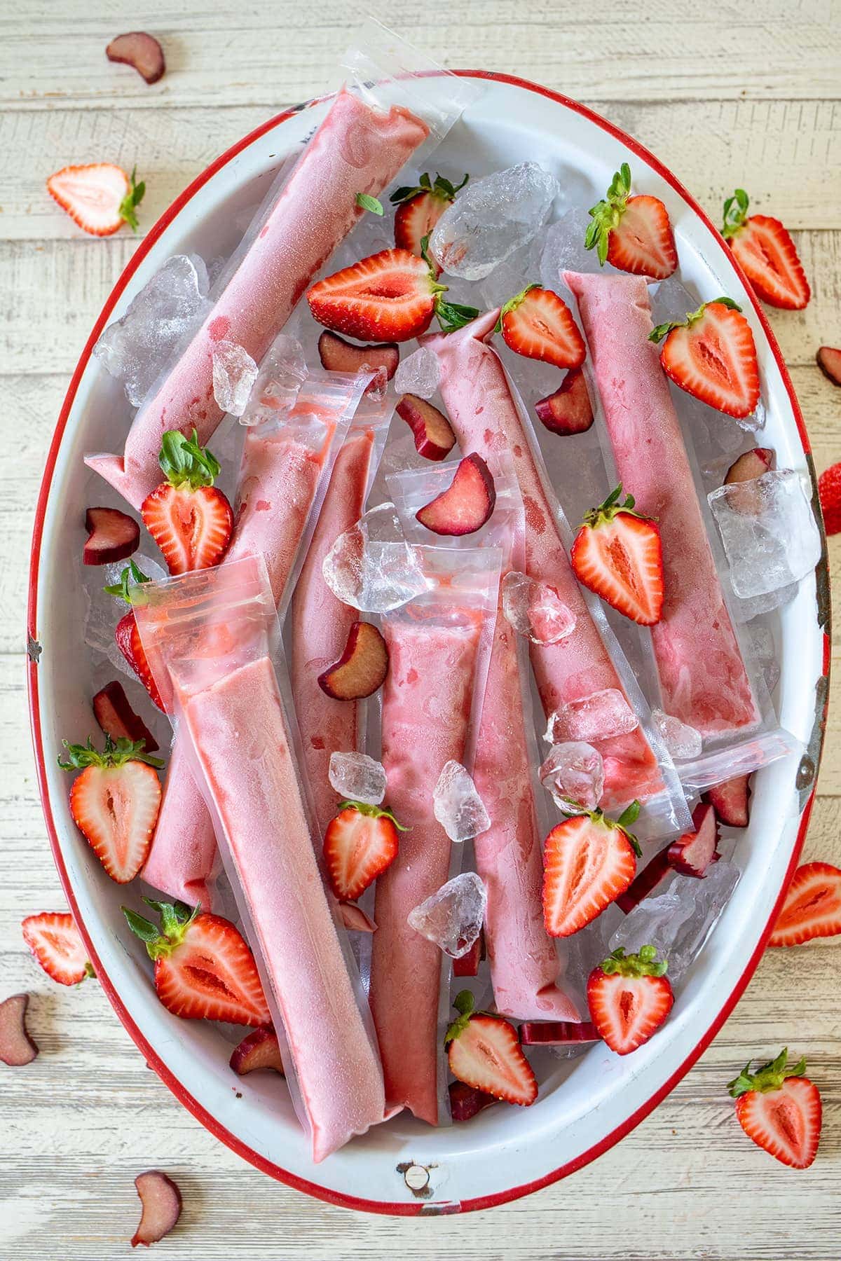 Strawberry Rhubarb Sorbet Pops