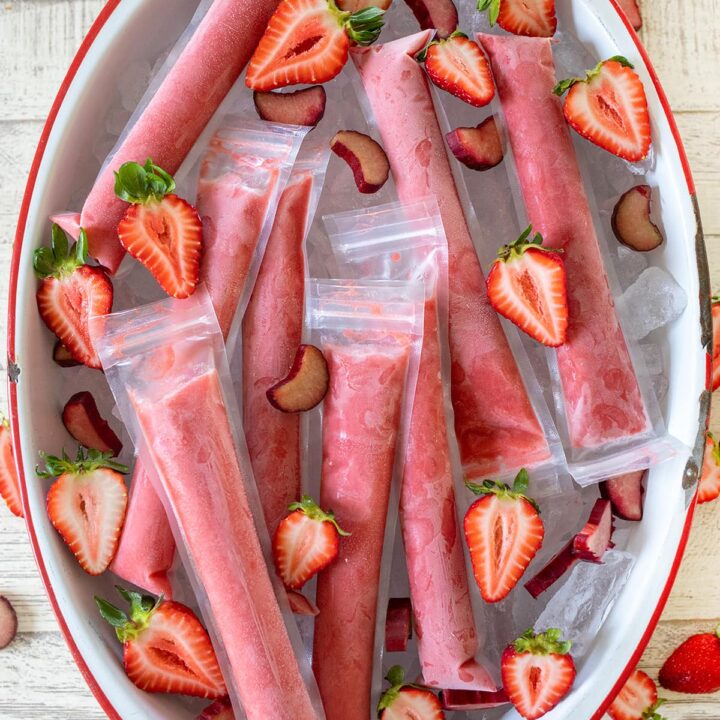 Strawberry Rhubarb Sorbet Pops