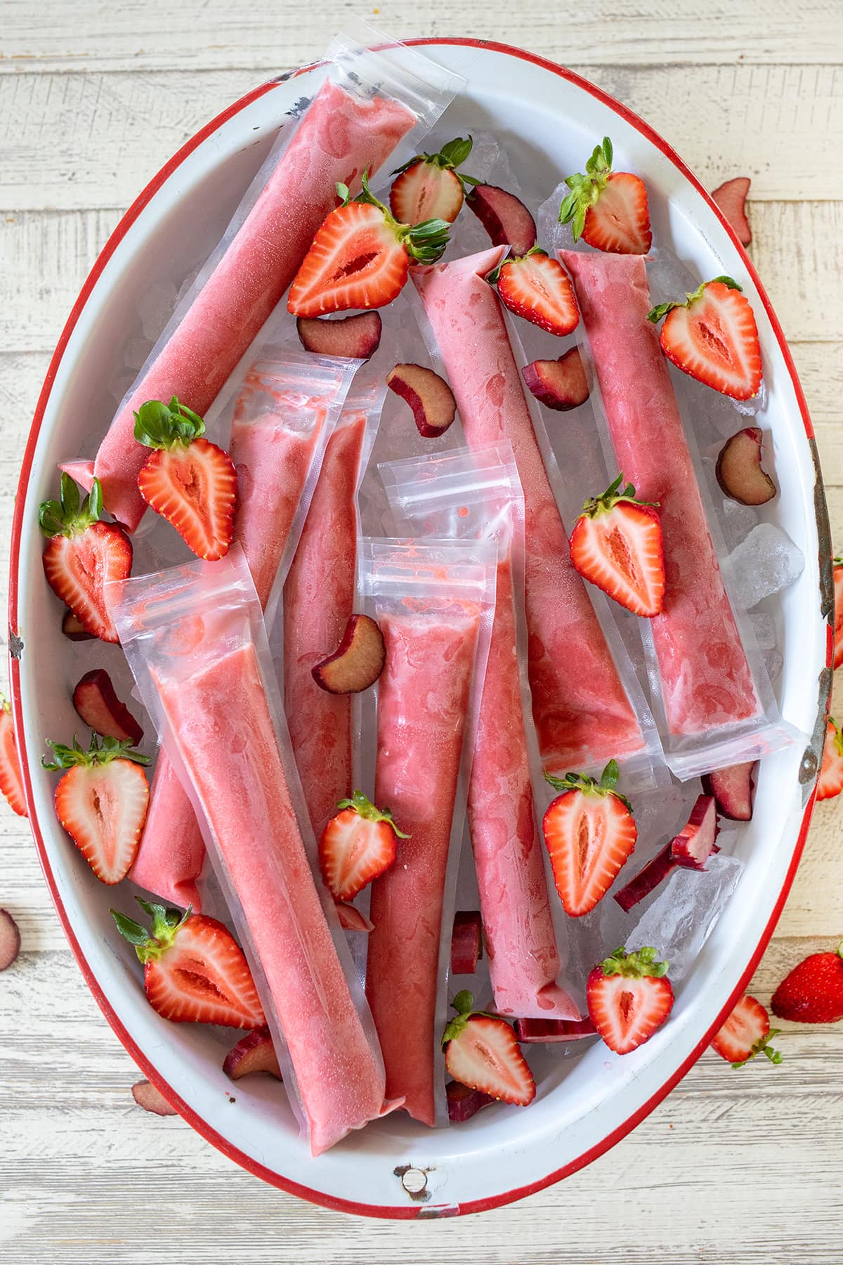 Strawberry Rhubarb Sorbet Pops