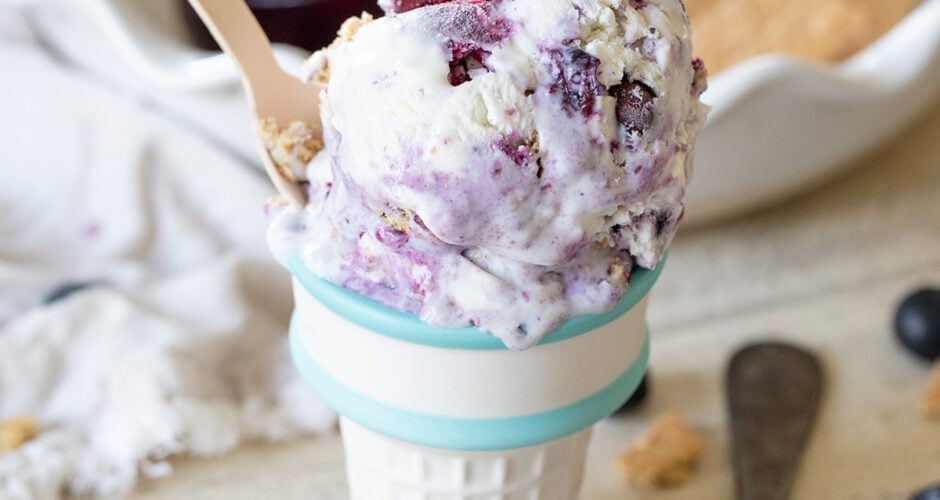 No Churn Blueberry Pie Ice Cream