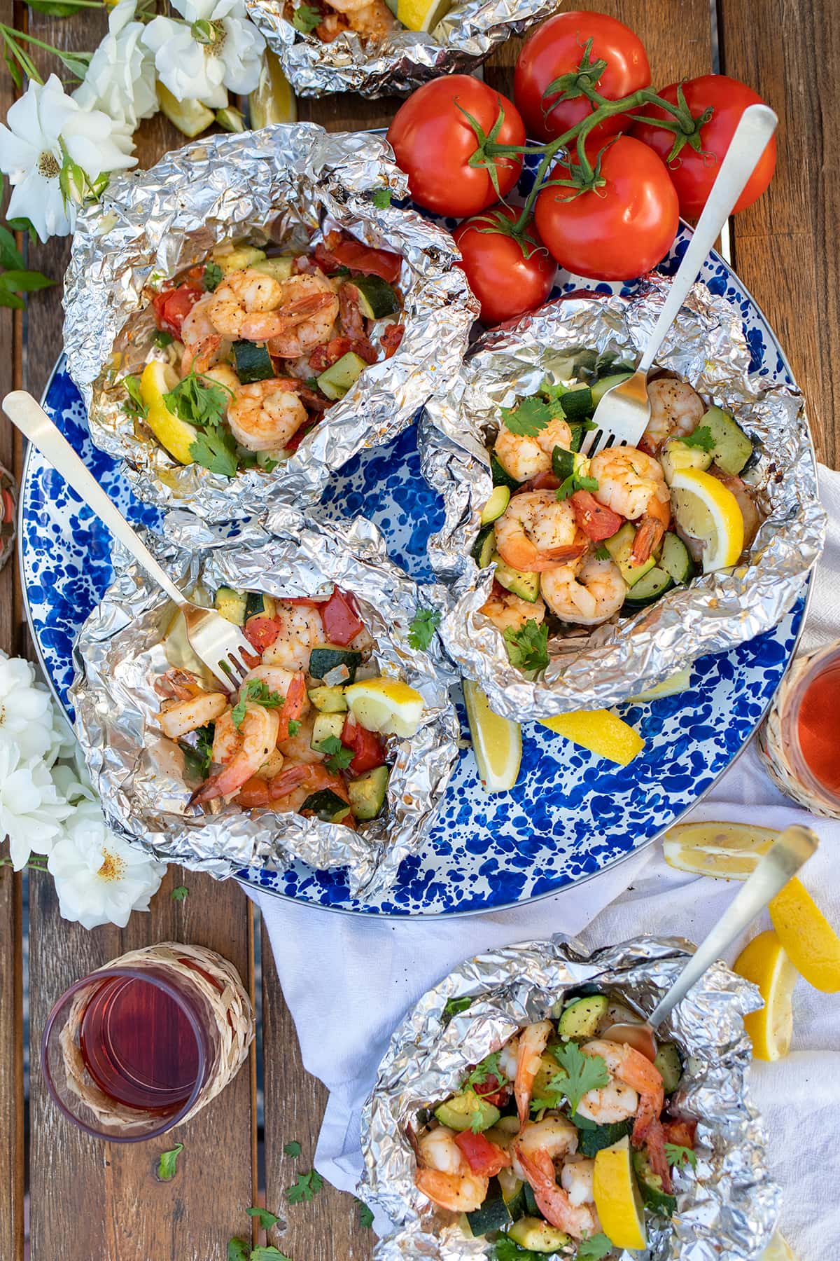 Lemon Garlic Shrimp Grill Packets