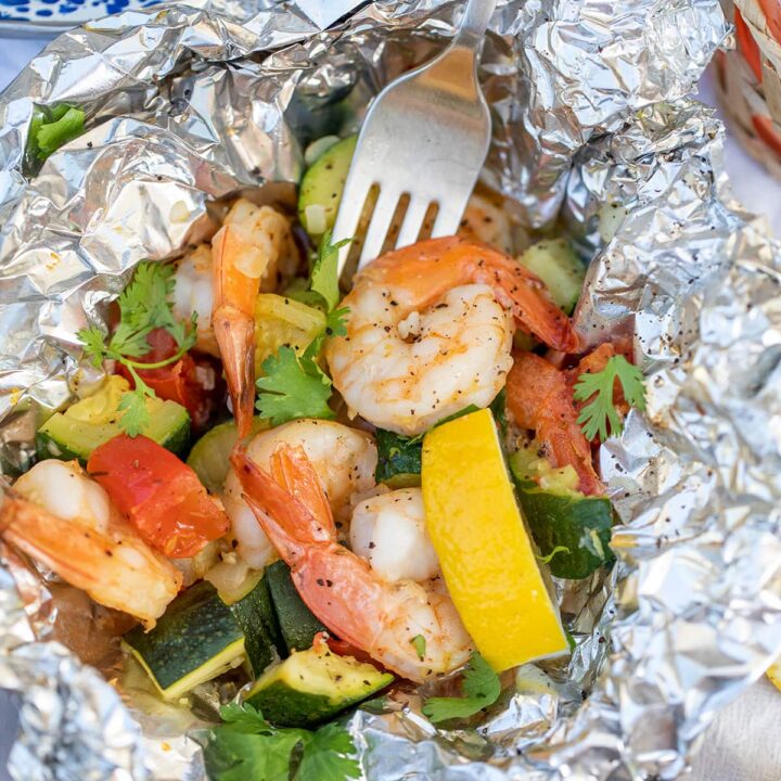 Lemon Garlic Shrimp Grill Packets