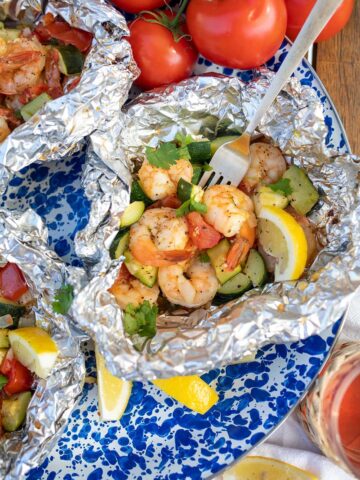 Lemon Garlic Shrimp Grill Packets