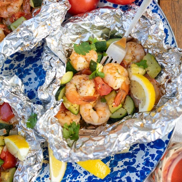 Lemon Garlic Shrimp Grill Packets
