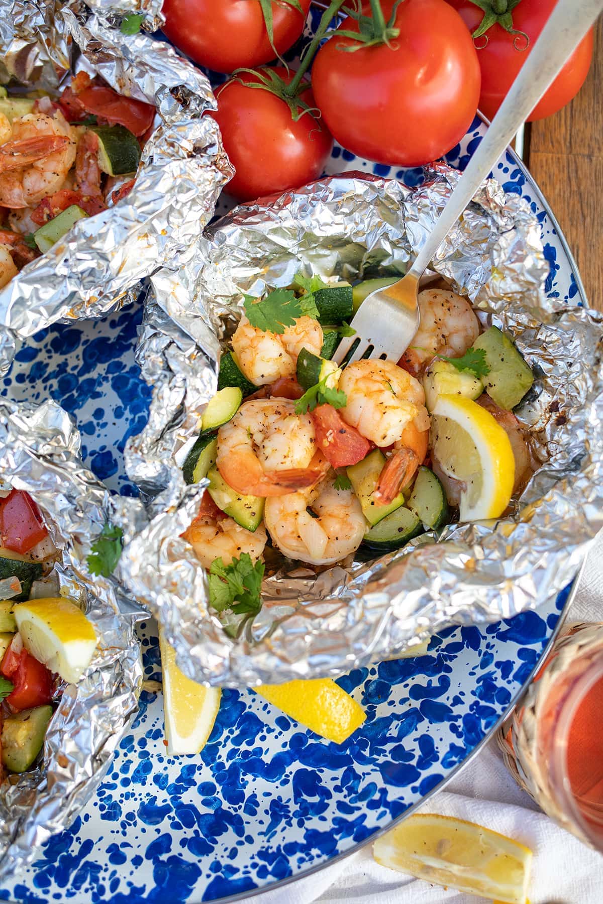 Lemon Garlic Shrimp Grill Packets