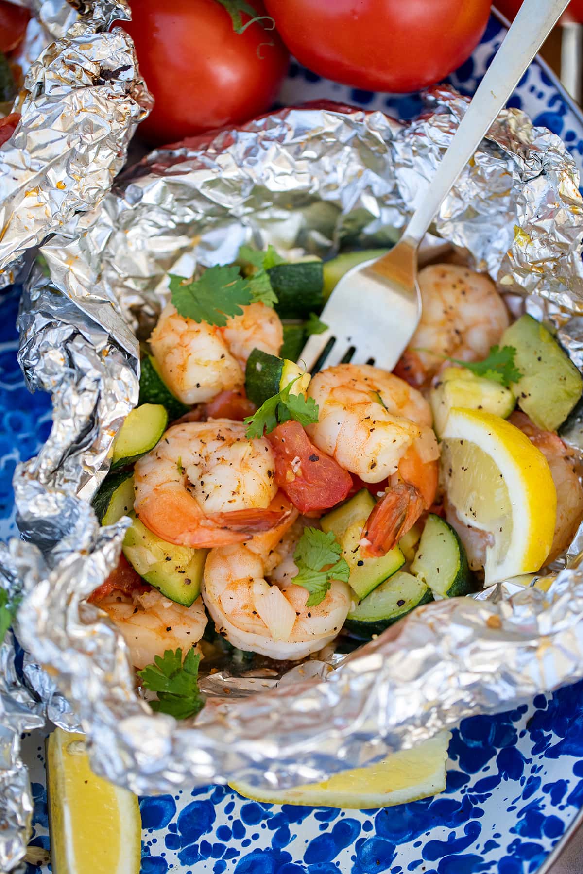 Lemon Garlic Shrimp Grill Packets