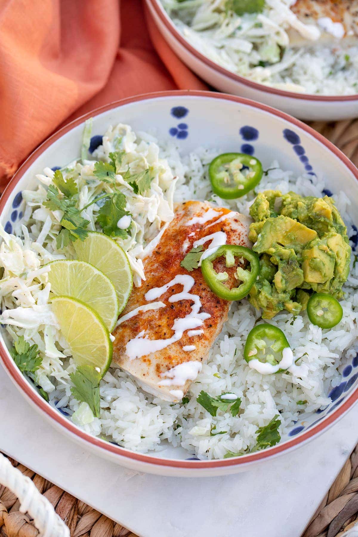 Fish Taco Bowls with Cilantro Lime Rice