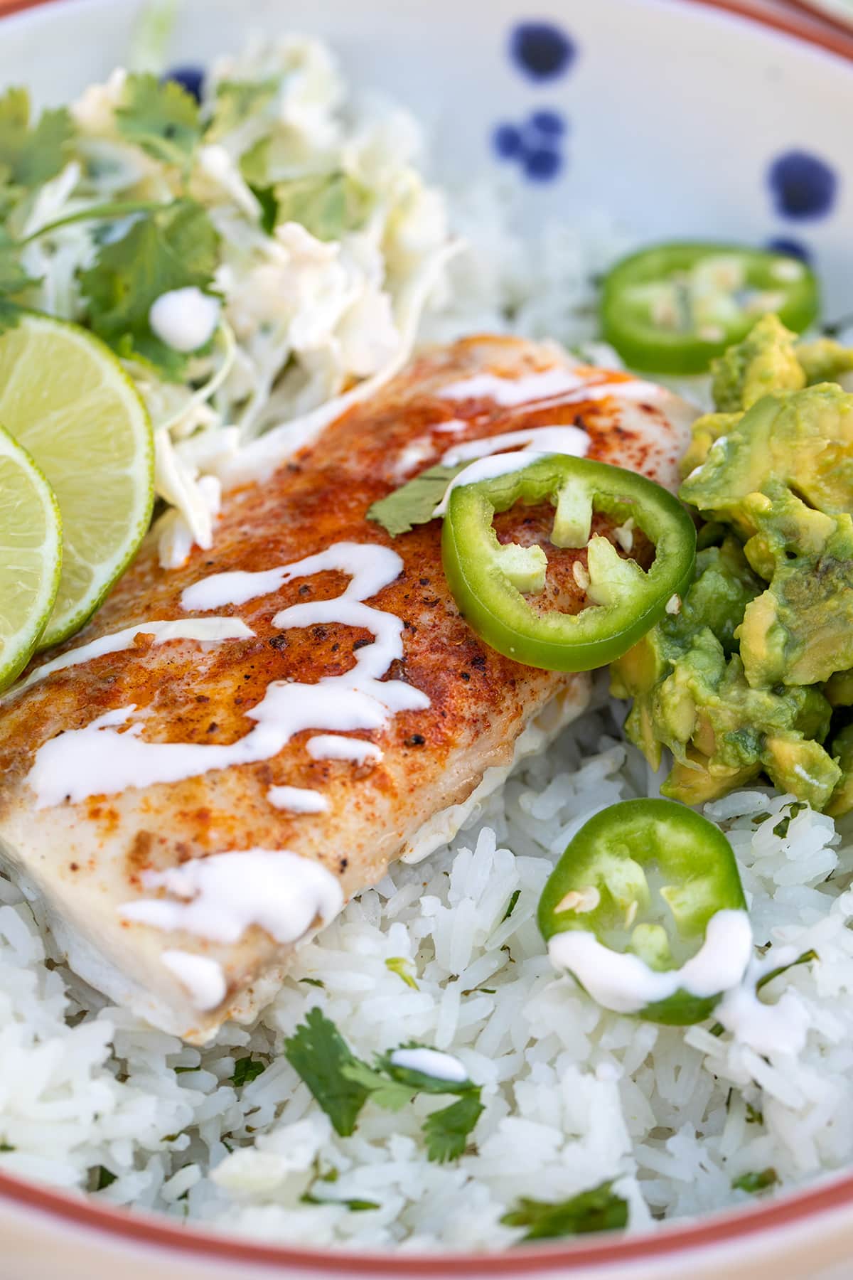 Fish Taco Bowls with Cilantro Lime Rice