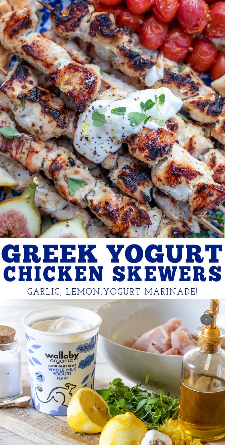 Marinated Greek Yogurt Chicken Skewers are perfect for grilling!